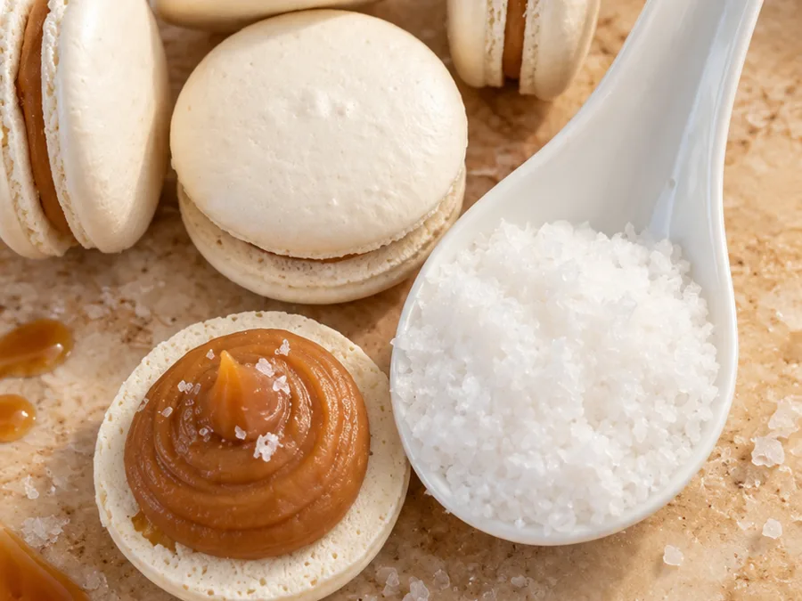 Macarons de caramelo com flor de sal