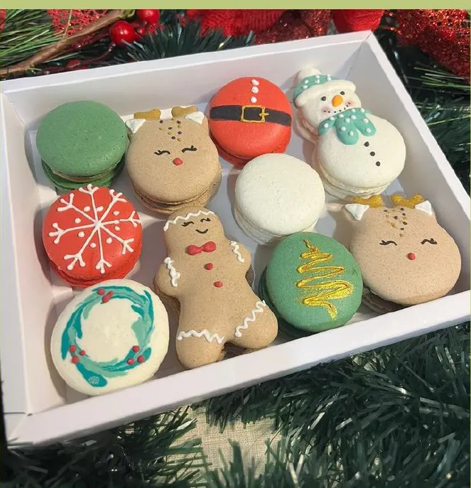 Macarons decorados de Natal